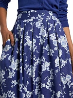 Floral Pleated Midi-Skirt