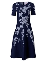Cabana Floral Short-Sleeve Fit & Flare Dress