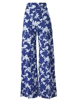 Cabana Floral Cotton-Blend Wide-Leg Pants