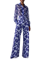 Cabana Floral Cotton-Blend Wide-Leg Pants