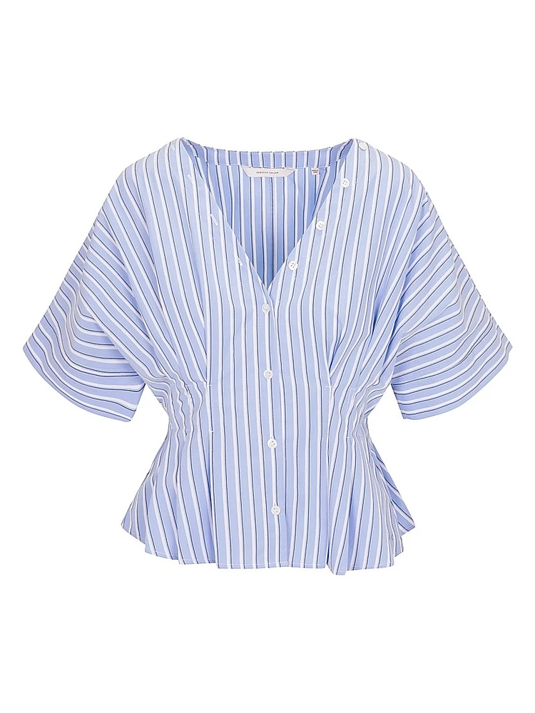 Priya Striped Poplin V-Neck Blouse