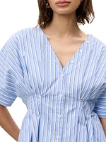 Priya Striped Poplin V-Neck Blouse
