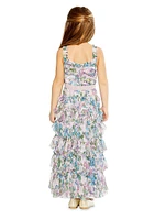 Little Girl's & Sleeveless Tiered Ruffle Gown
