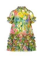 Little Girl's & Girl's Floral Print Chiffon Dress