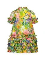 Little Girl's & Girl's Floral Print Chiffon Dress