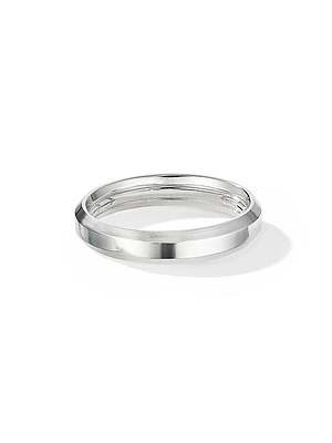 Beveled Band Ring in 18K White Gold, 4MM