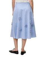 Priya Embellished Striped Cotton Midi-Skirt