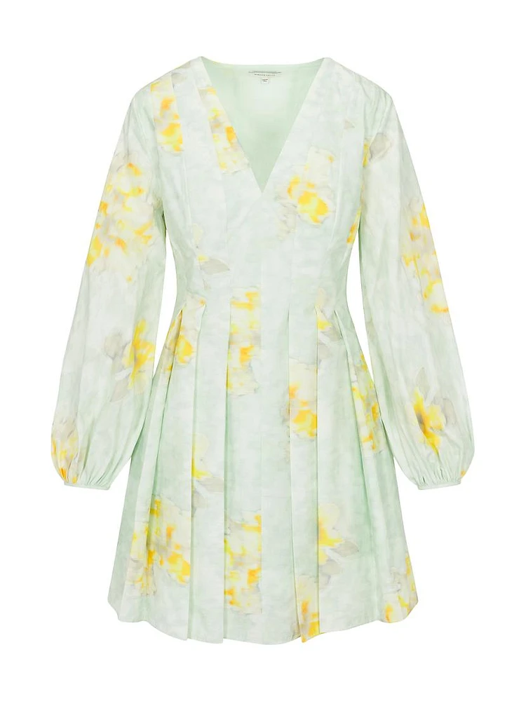 Yara Floral Cotton-Poplin V-Neck Minidress