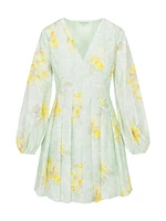Yara Floral Cotton-Poplin V-Neck Minidress