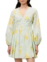 Yara Floral Cotton-Poplin V-Neck Minidress