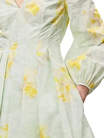 Yara Floral Cotton-Poplin V-Neck Minidress