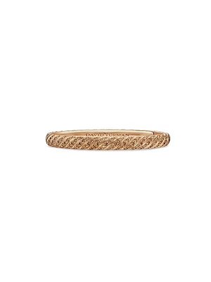 Sculpted Cable Pavé Bangle Bracelet 18K Rose Gold