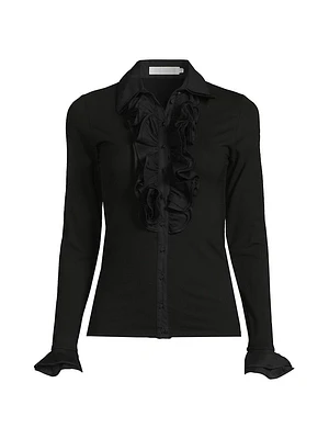 Patsy Ruffled Stretch-Cotton Shirt