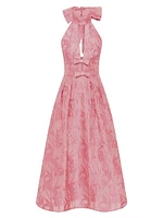 Benette Floral Jacquard Halterneck Midi-Dress