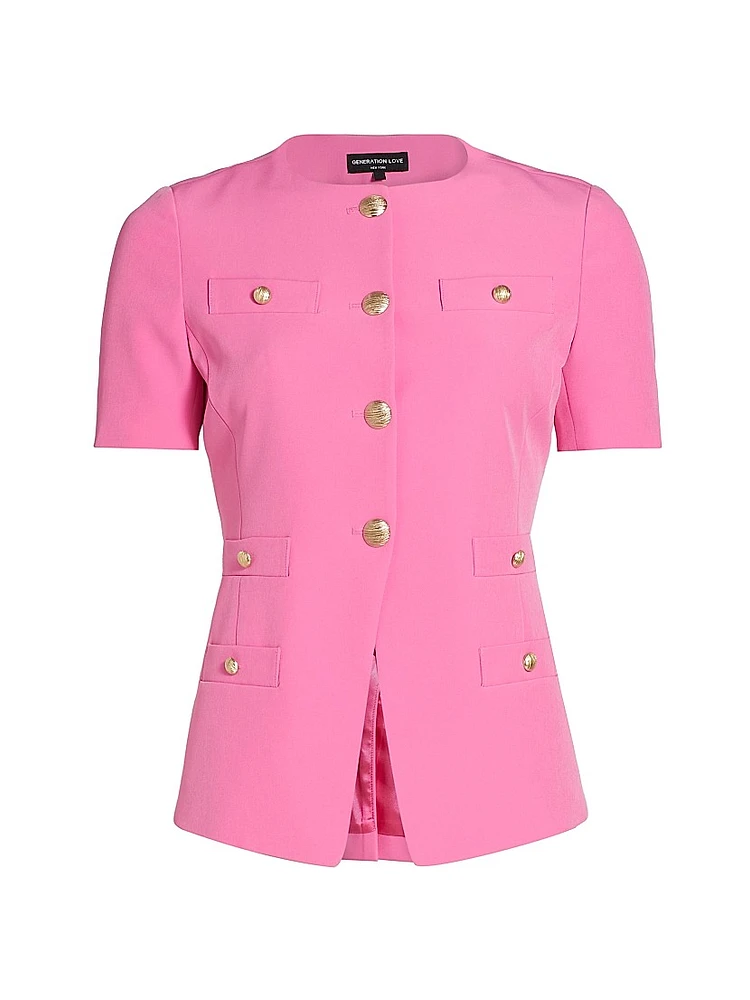 Reyes Tailored Crepe Short-Sleeve Jacket