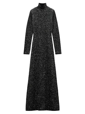 Danni Metallic Knit Turtleneck Gown