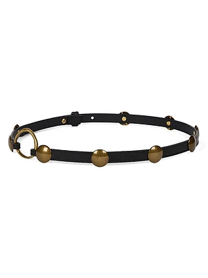 Karlo Studded Leather Skinny Belt