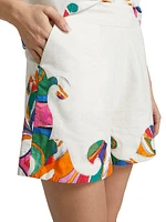 Gilda Wave Cotton High-Waisted Shorts