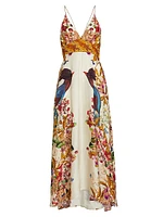 Star Floral Plunging V-Neck Maxi Dress