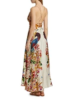 Star Floral Plunging V-Neck Maxi Dress