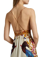 Star Floral Plunging V-Neck Maxi Dress