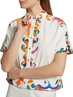 Pina Wave Cotton Button-Front Shirt