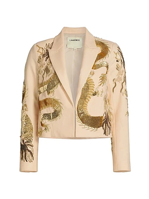 Noely Sequin Dragon Cotton Blazer