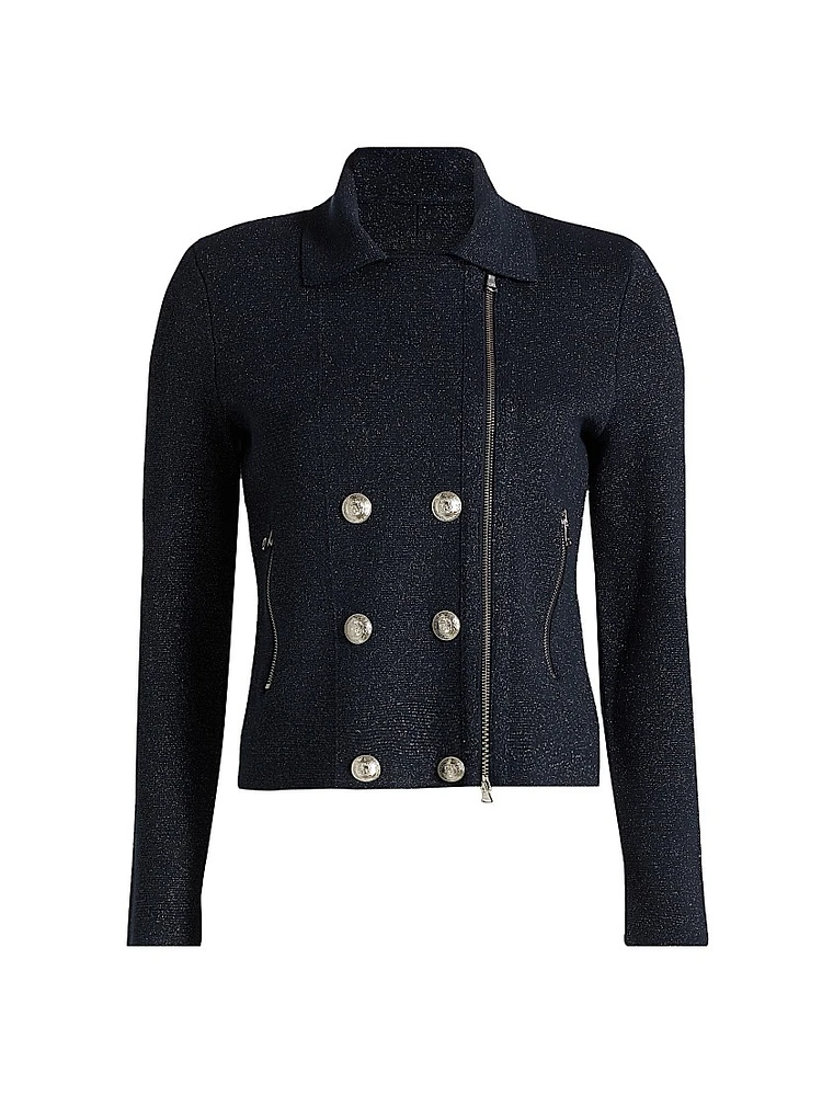 Chia Cotton-Blend Knit Biker Jacket