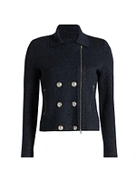 Chia Cotton-Blend Knit Biker Jacket