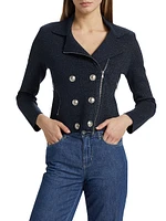 Chia Cotton-Blend Knit Biker Jacket