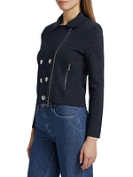 Chia Cotton-Blend Knit Biker Jacket