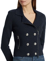 Chia Cotton-Blend Knit Biker Jacket