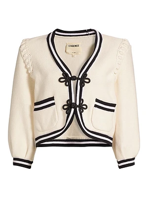 Kaito Contrast-Trim Cotton-Blend Crop Cardigan