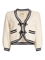 Kaito Contrast-Trim Cotton-Blend Crop Cardigan