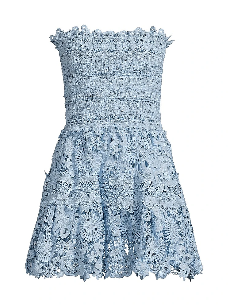 Flor Del Viento Opal Strapless Lace Fit & Flare Minidress