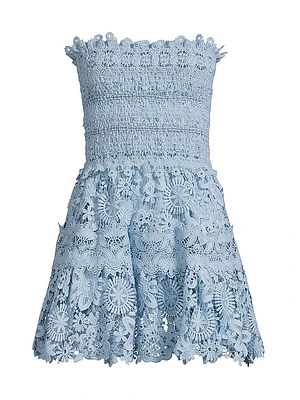 Flor Del Viento Opal Strapless Lace Fit & Flare Minidress