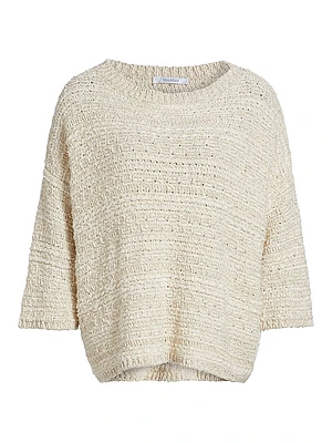 Arda Metallic Knit Cotton-Blend Sweater