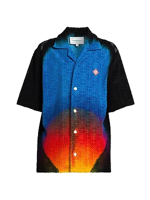 Camp Collar Jacquard Monogram Shirt