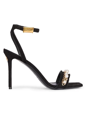 95MM Embellished Suede Sandals