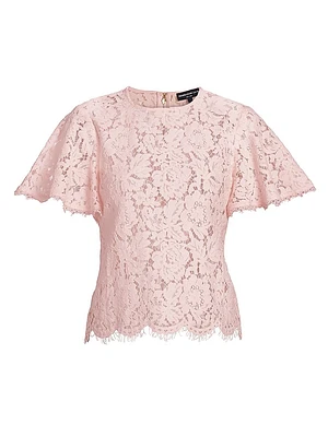 Cyndi Lace Flutter-Sleeve Top