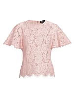 Cyndi Lace Flutter-Sleeve Top