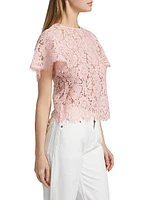 Cyndi Lace Flutter-Sleeve Top