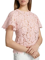 Cyndi Lace Flutter-Sleeve Top