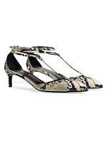 Mia 45MM Python-Embossed Leather T-Strap Pumps