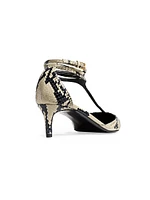 Mia 45MM Python-Embossed Leather T-Strap Pumps
