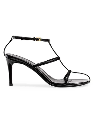 Cage 75MM Patent Leather T-Strap Sandals