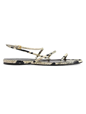 Loop Snake-Embossed Leather Sandals