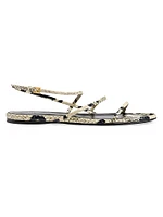 Loop Snake-Embossed Leather Sandals