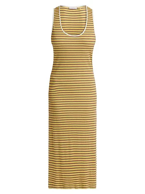 Everest Striped U-Neck Knit Midi-Dress