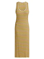 Everest Striped U-Neck Knit Midi-Dress